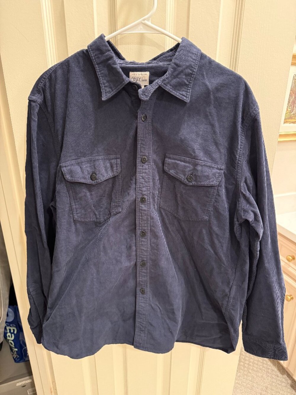 J.Crew Men's Large Navy Blue Corduroy Workshirt Button Down Shirt